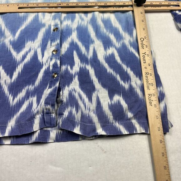 JM Collection Linen Button Down Shirt Printed 3/4 Sleeve Casual Top Size 12 - Picture 7 of 10